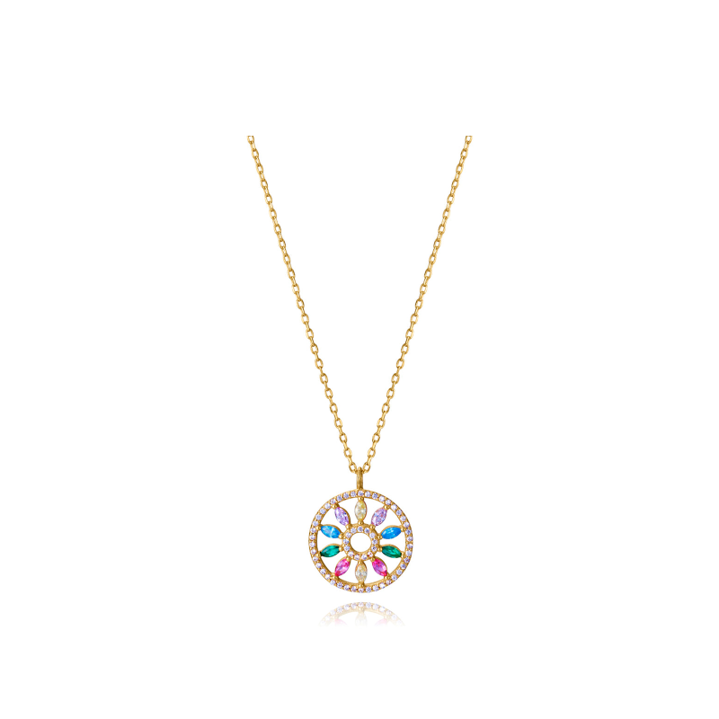 Collar Viceroy Plata Baño Oro Disco Colgante Multicolor 13238C100-39
