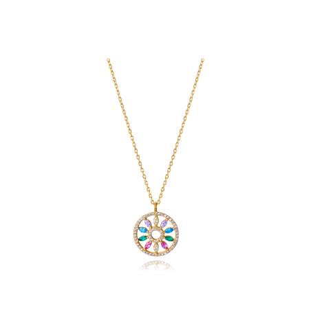 Collar Viceroy Plata Baño Oro Disco Colgante Multicolor 13238C100-39
