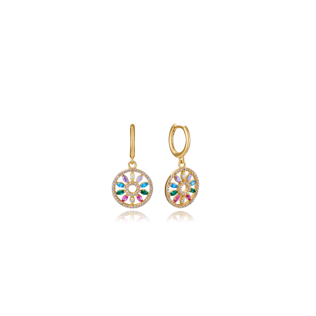 Pendientes Viceroy Plata Baño Oro Disco Multicolor 13238E100-39