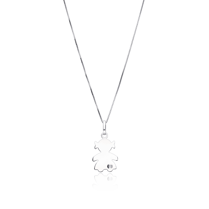 Gargantilla Oro Blanco 18k Niña con Diamante