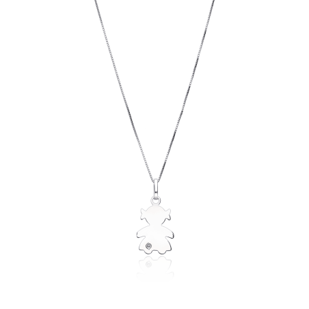 Gargantilla Oro Blanco 18k Niña con Diamante