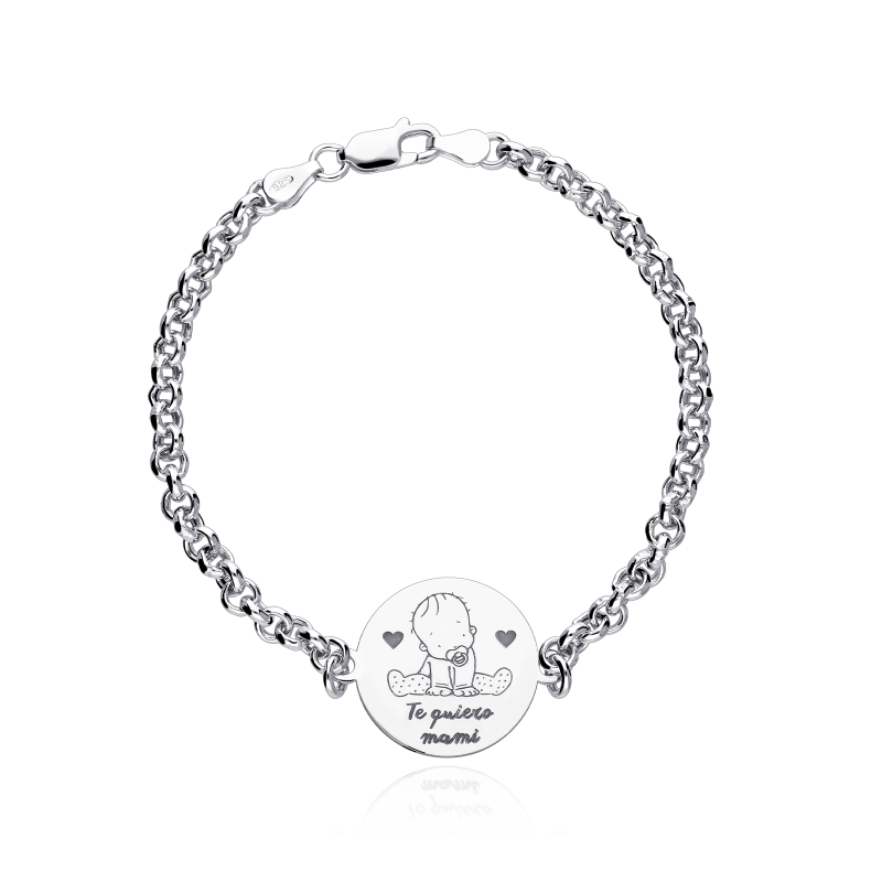 Pulsera Plata de primera ley "Te quiero mami"