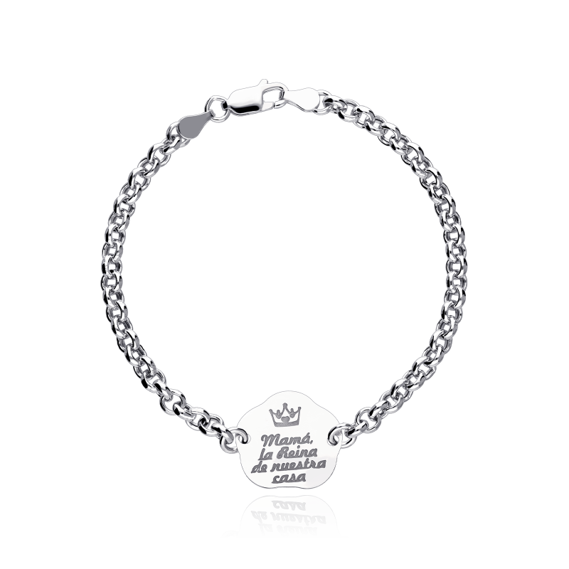 Pulsera Plata de ley "Mamá, la reina de nuestra casa"