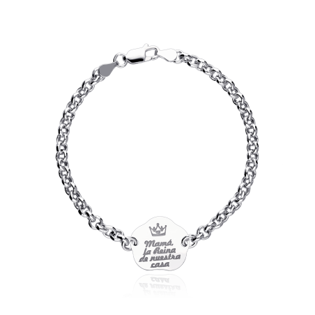 Pulsera Plata de ley "Mamá, la reina de nuestra casa"