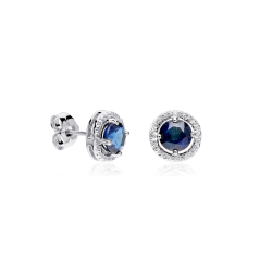 Pendientes Oro 18k, circonitas y zafiros "Color life"