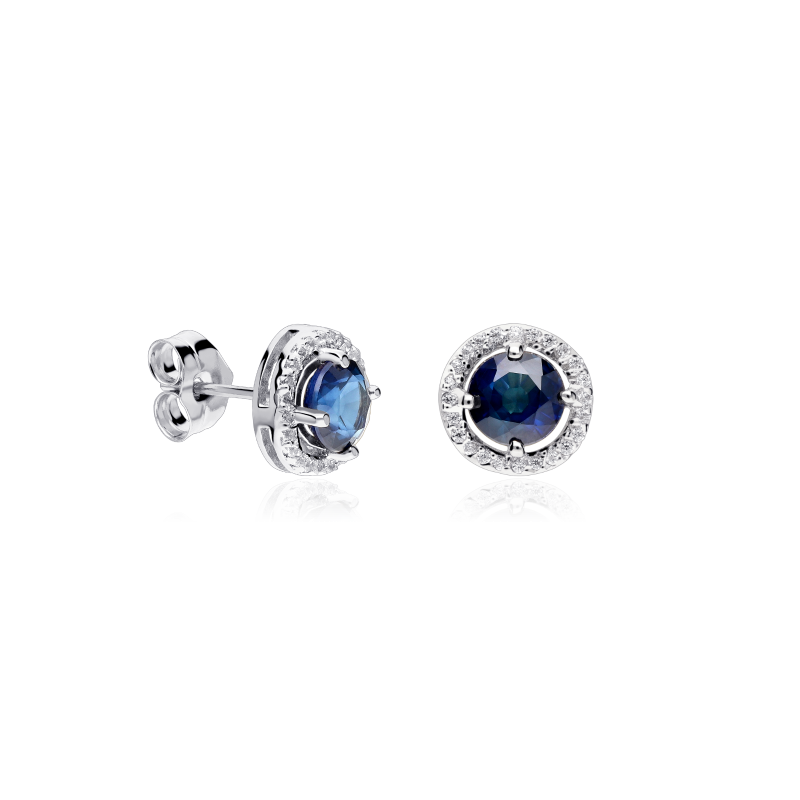 Pendientes Oro 18k, circonitas y zafiros "Color life"