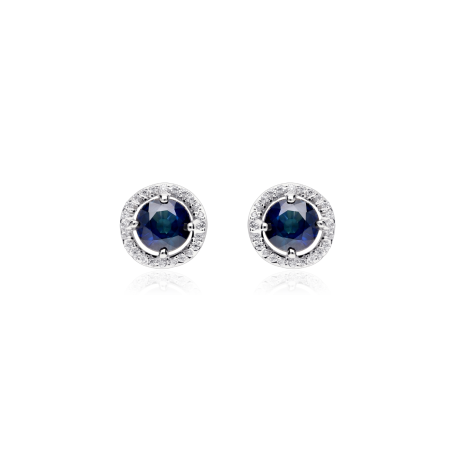 Pendientes Oro 18k, circonitas y zafiros "Color life"