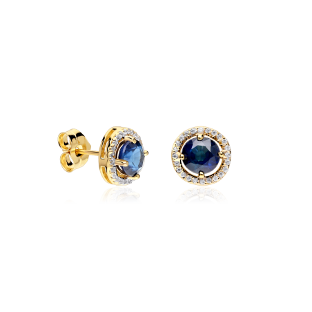 Pendientes Oro 18k, circonitas y zafiros "Color life"