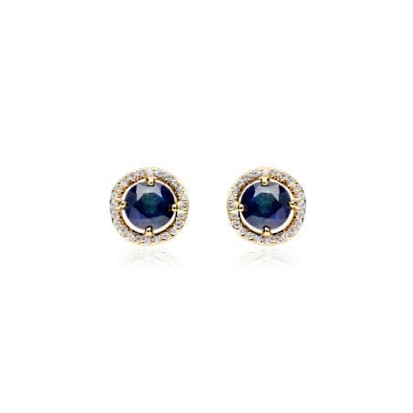 Pendientes Oro 18k, circonitas y zafiros "Color life"