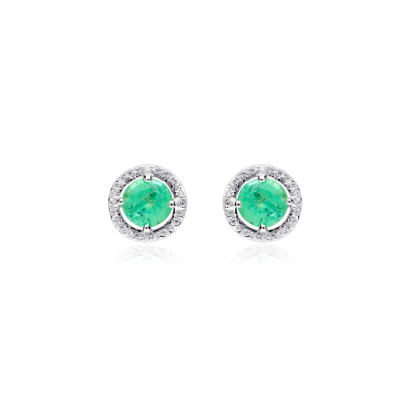 Pendientes Oro 18k circonitas y esmeraldas "Color life"
