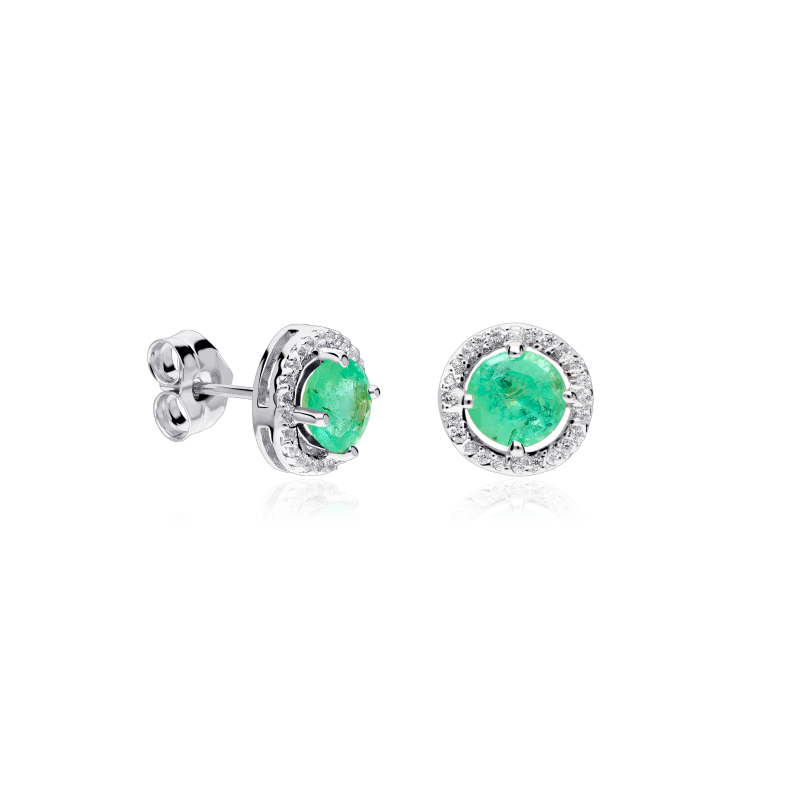 Pendientes Oro 18k circonitas y esmeraldas "Color life"