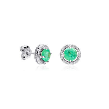 Pendientes Oro 18k circonitas y esmeraldas "Color life"