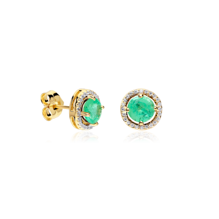 Pendientes Oro 18k, circonitas y esmeraldas "Color life"