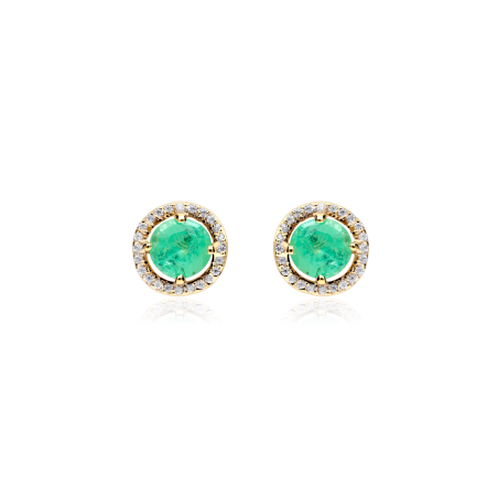 Pendientes Oro 18k, circonitas y esmeraldas "Color life"