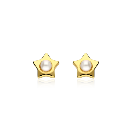 Pendientes Plata primera ley y perlas "Estrellita"