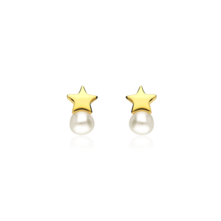 Pendientes Plata primera ley y perlas "Estrellita"