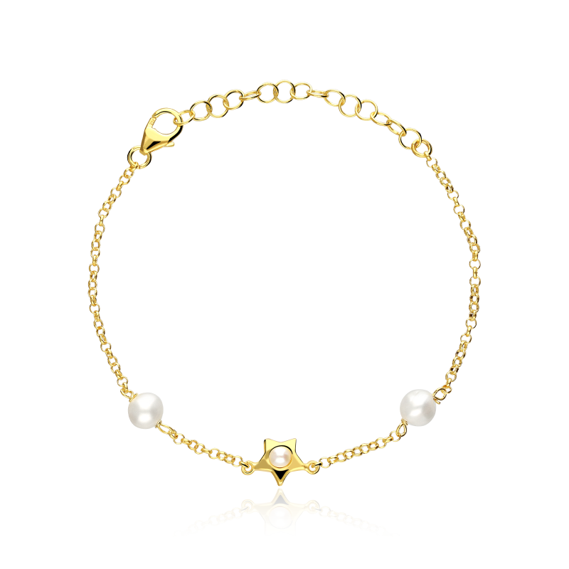 Pulsera Plata primera ley y perlas "Estrellita"
