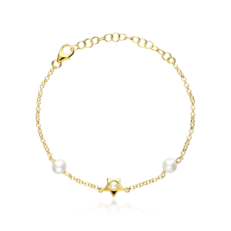 Pulsera Plata primera ley y perlas "Estrellita"