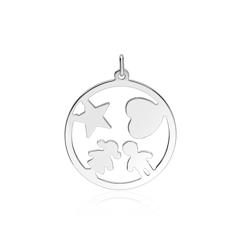 Colgante "Niños Amor" Plata de Ley