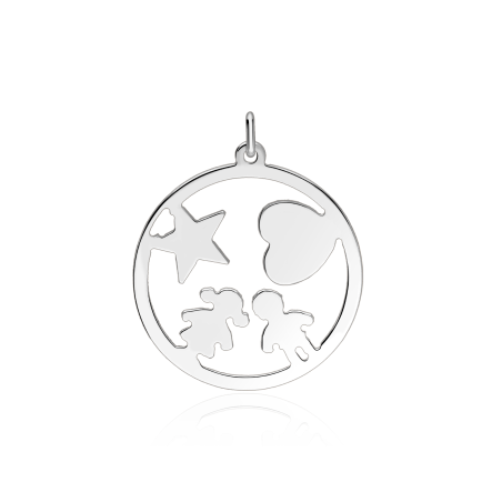 Colgante "Niños Amor" Plata de Ley