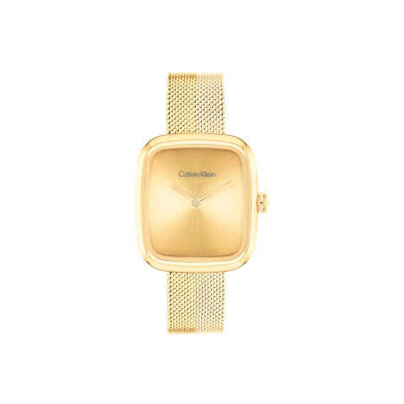 Reloj Calvin Klein Acero Dorado Rectangular 25100099
