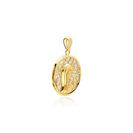 MEDALLA "OLATHE" VIRGEN NIÑA NÁCAR Y ORO 18K