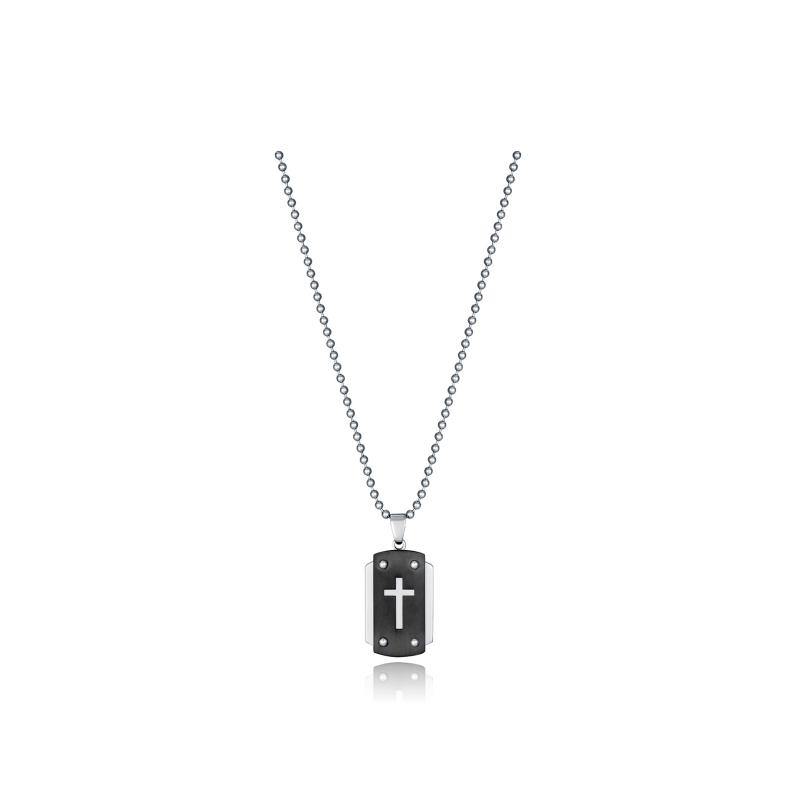 Collar Viceroy Acero Y Colgante IP Negro Cruz 14217C01000