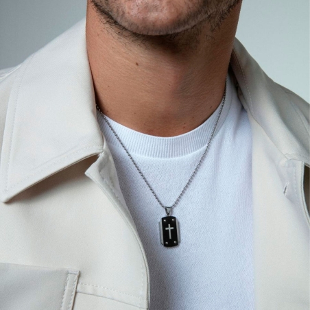 Collar Viceroy Acero Y Colgante IP Negro Cruz 14217C01000