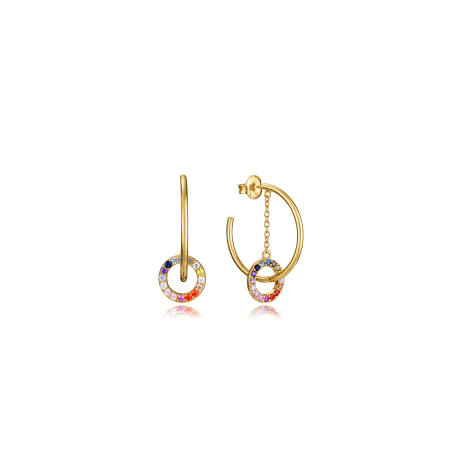 Pendientes Viceroy Plata Baño Oro Aro Abierto Y Cadena 13242E100-39
