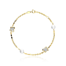 Pulsera Oro 18k y perlas "Mariposas"