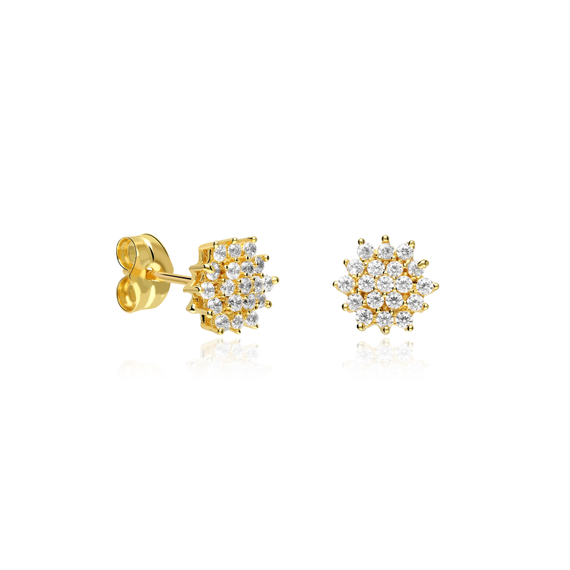 Pendientes Oro 18k y circonitas "Rossetti"