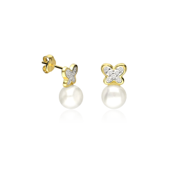 Pendientes Oro 18k Perlas Cultivadas "Mariposas"