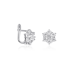 Pendientes Oro blanco y circonitas "Cane"