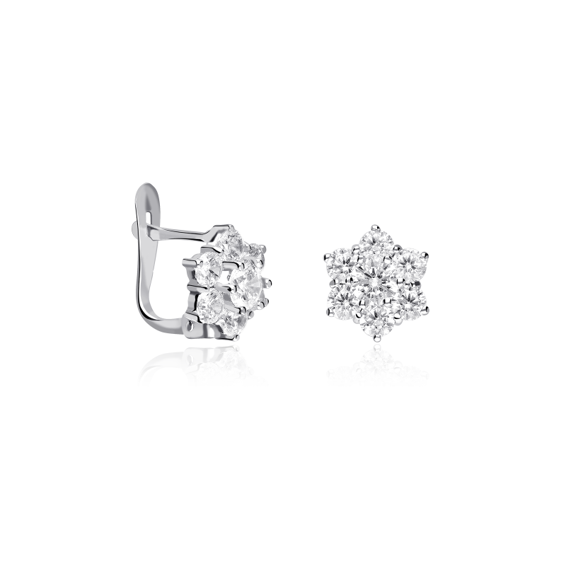 Pendientes Oro blanco y circonitas "Cane"