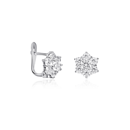 Pendientes Oro blanco y circonitas "Cane"