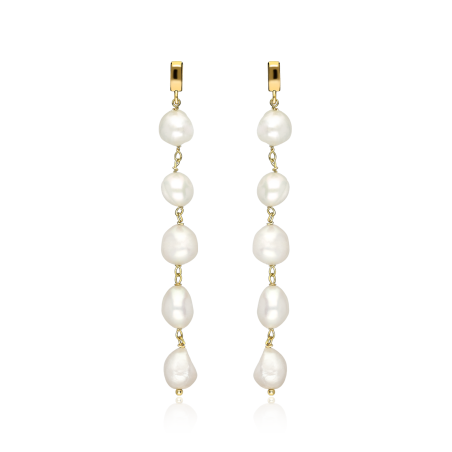 Pendientes Plata Baño Oro 18k perlas "Ayekan"
