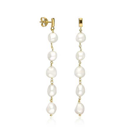Pendientes Plata Baño Oro 18k perlas "Ayekan"