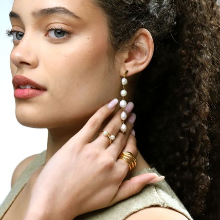 Anillo Plata baño Oro 18k perlas "Ayekan"