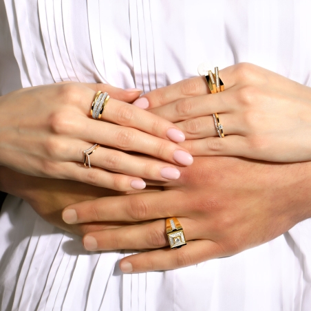 Anillo Oro 18k y circonitas "Rows"
