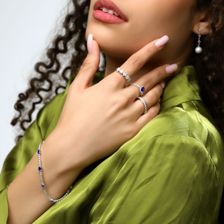 Pulsera Oro Blanco Diamantes y Zafiros "Balingen"