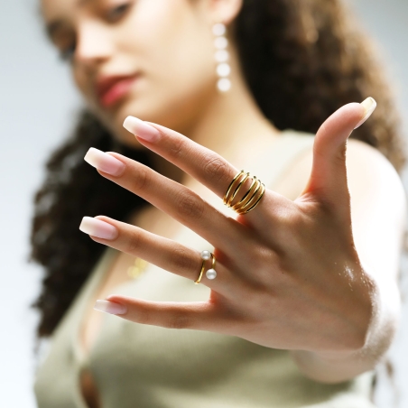 Anillo Plata Baño Oro 18k "Kokoro"