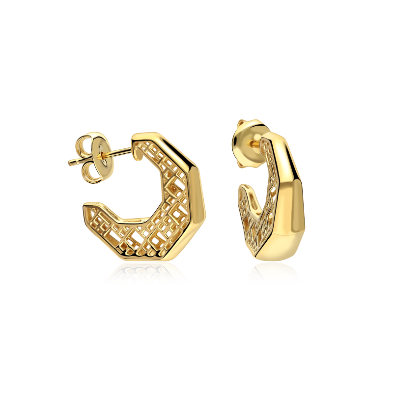 Pendientes Plata Baño Oro 18k "Hachiren"