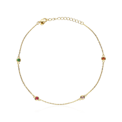 Tobillera Plata Baño Oro 18k "Isla"