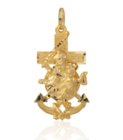 Cruz marinera Virgen del Carmen oro 18k