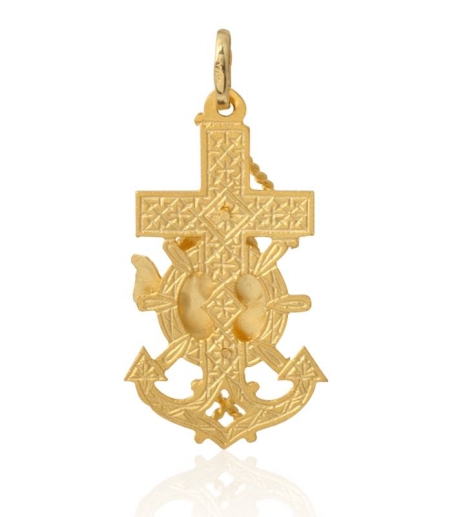 Cruz marinera Virgen del Carmen oro 18k