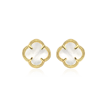 Pendientes Plata Baño Oro 18k y nácar "Tiam"
