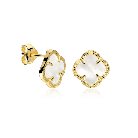Pendientes Plata Baño Oro 18k y nácar "Tiam"