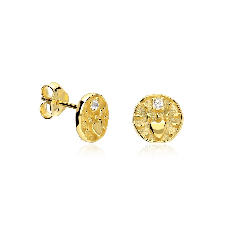 Pendientes Plata Baño Oro 18k y circonitas "Agni"