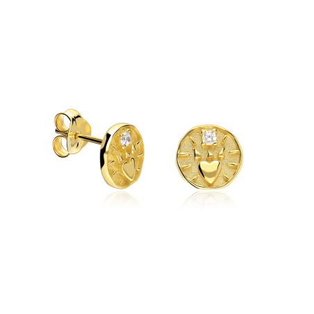 Pendientes Plata Baño Oro 18k y circonitas "Agni"