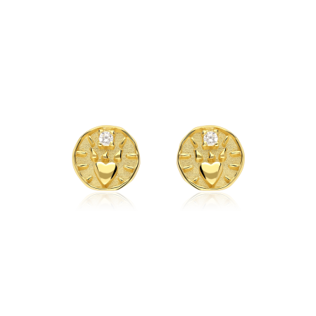 Pendientes Plata Baño Oro 18k y circonitas "Agni"
